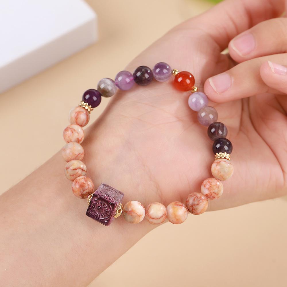 Womens Jewelry | Peach Moonstone Bracelet Purple Taupe Jewelry