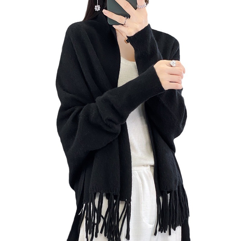 Womens Tops | The Fringe Open Poncho Black Clothing Black